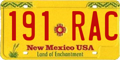 NM license plate 191RAC