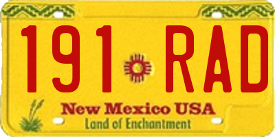 NM license plate 191RAD