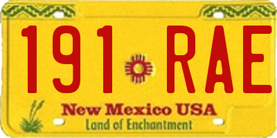 NM license plate 191RAE