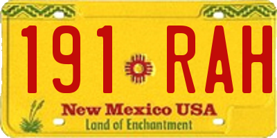 NM license plate 191RAH