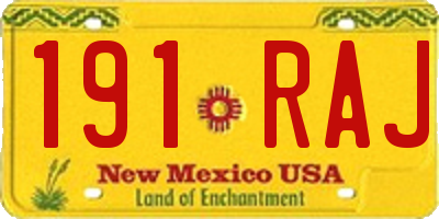 NM license plate 191RAJ