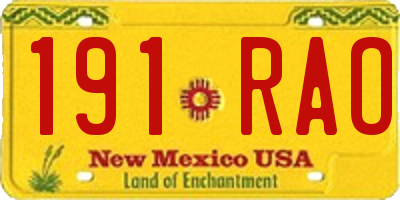 NM license plate 191RAO