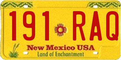 NM license plate 191RAQ