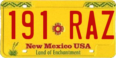 NM license plate 191RAZ