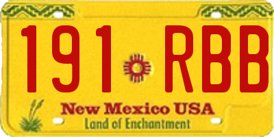 NM license plate 191RBB