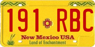 NM license plate 191RBC