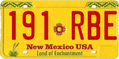 NM license plate 191RBE