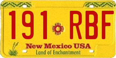 NM license plate 191RBF