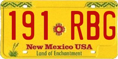 NM license plate 191RBG