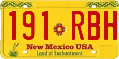 NM license plate 191RBH