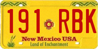 NM license plate 191RBK