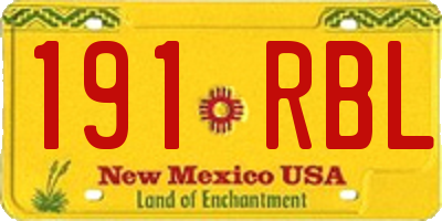 NM license plate 191RBL