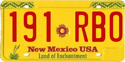 NM license plate 191RBO