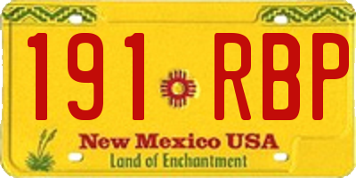 NM license plate 191RBP