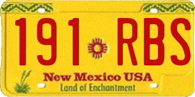NM license plate 191RBS