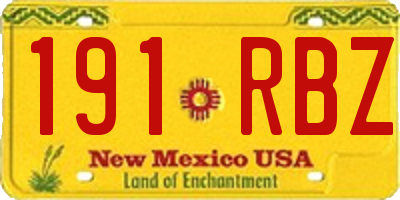 NM license plate 191RBZ