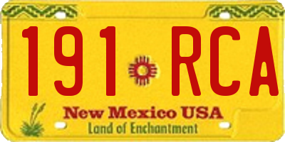 NM license plate 191RCA