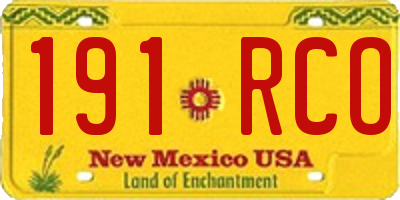 NM license plate 191RCO