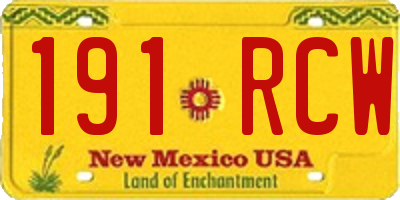NM license plate 191RCW