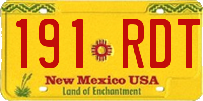 NM license plate 191RDT