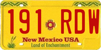 NM license plate 191RDW