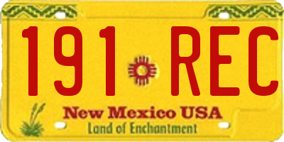 NM license plate 191REC