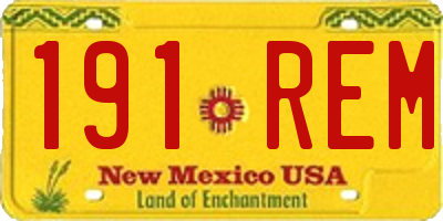 NM license plate 191REM