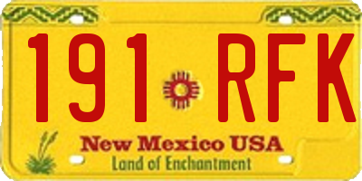 NM license plate 191RFK