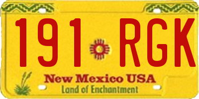 NM license plate 191RGK