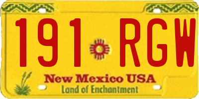 NM license plate 191RGW