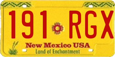 NM license plate 191RGX
