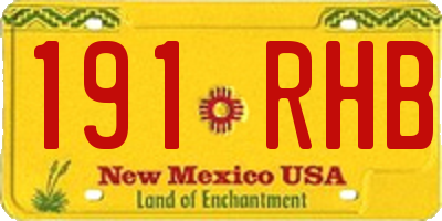 NM license plate 191RHB