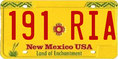 NM license plate 191RIA