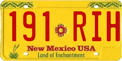 NM license plate 191RIH