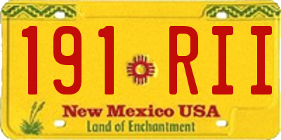 NM license plate 191RII