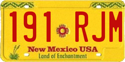 NM license plate 191RJM