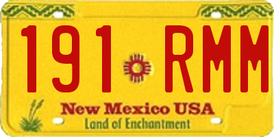 NM license plate 191RMM