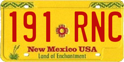 NM license plate 191RNC