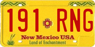 NM license plate 191RNG