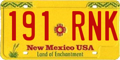 NM license plate 191RNK