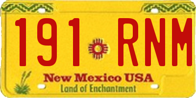 NM license plate 191RNM
