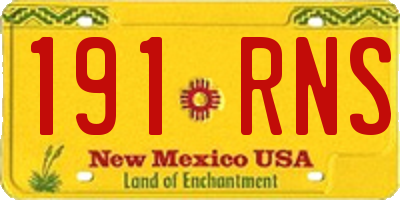 NM license plate 191RNS