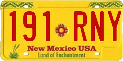 NM license plate 191RNY