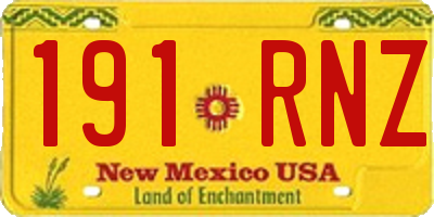 NM license plate 191RNZ