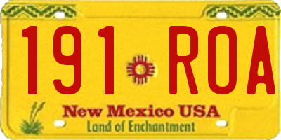 NM license plate 191ROA