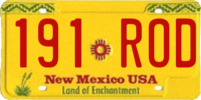 NM license plate 191ROD