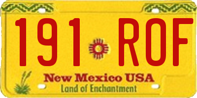 NM license plate 191ROF