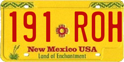 NM license plate 191ROH