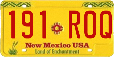 NM license plate 191ROQ