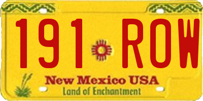 NM license plate 191ROW